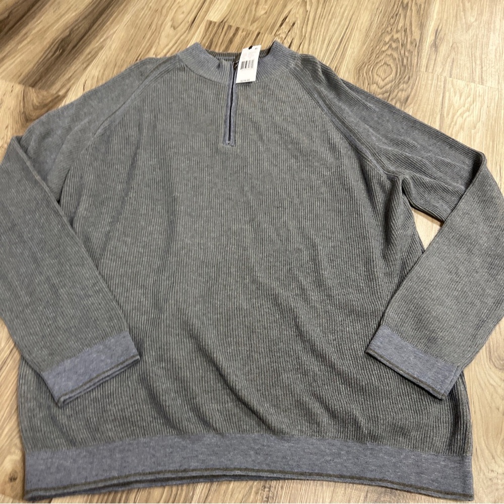 Raffi 1/4 Zip Pullover 100% Cotton Soft Long Sleeve Ribbed Men’s XXL $210 NWT